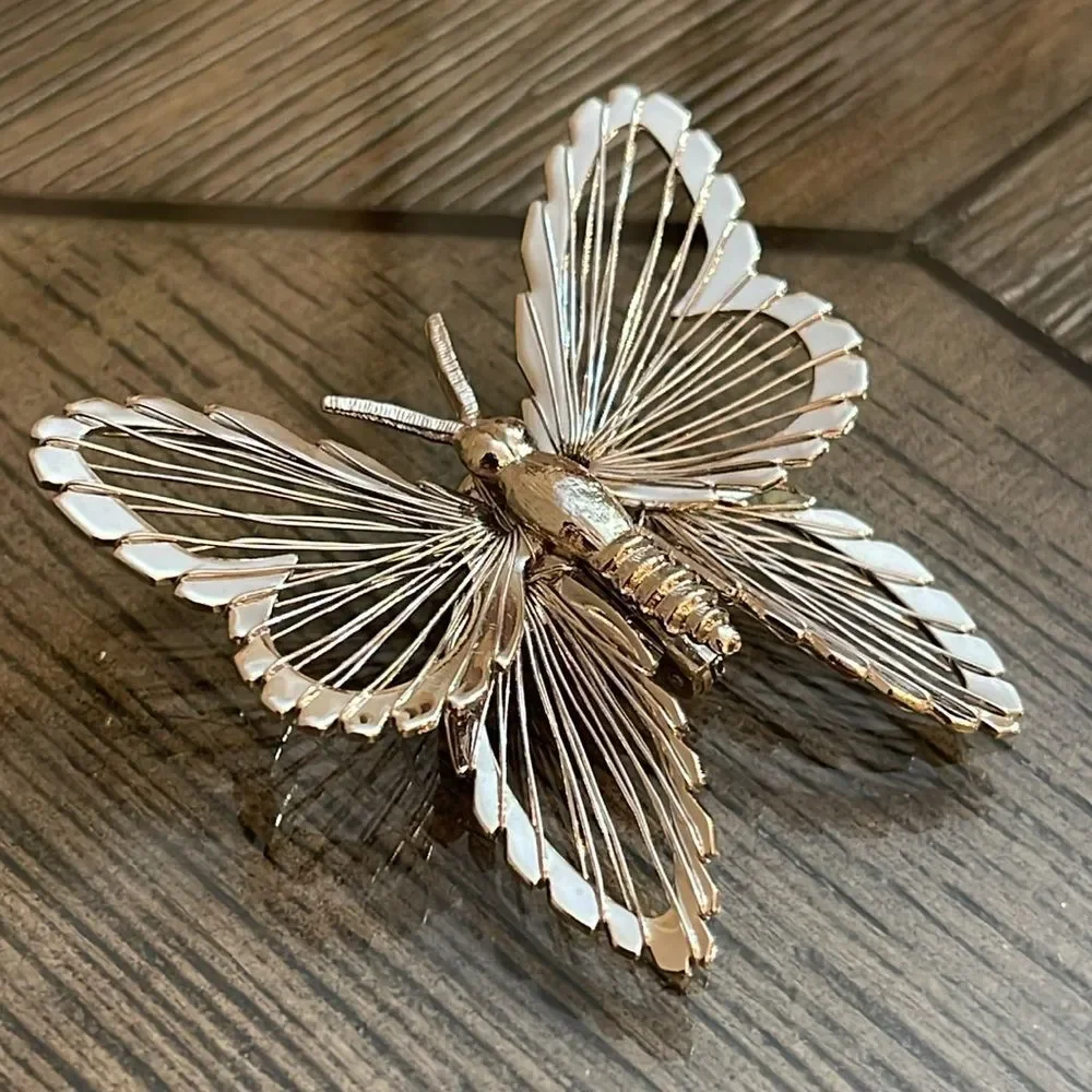 Vintage Monet Silver-tone Wire Butterfly Pin